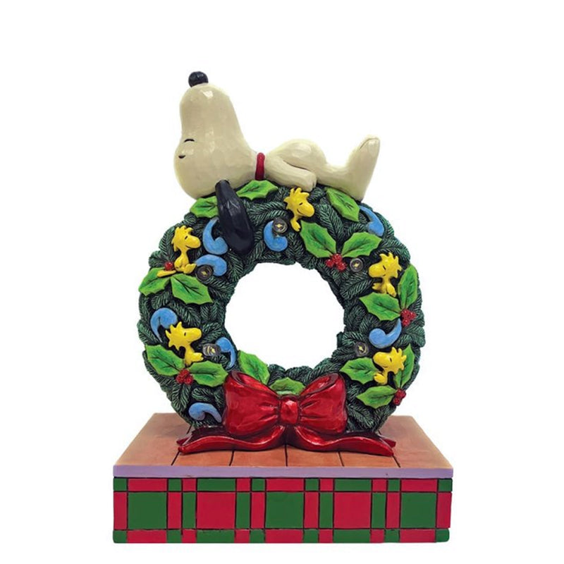 Weihnachtsruhe - Snoopy auf dem Weihnachtskranz (mit Licht)