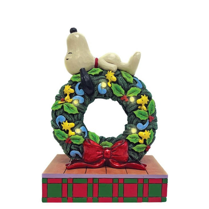 Weihnachtsruhe - Snoopy auf dem Weihnachtskranz (mit Licht)