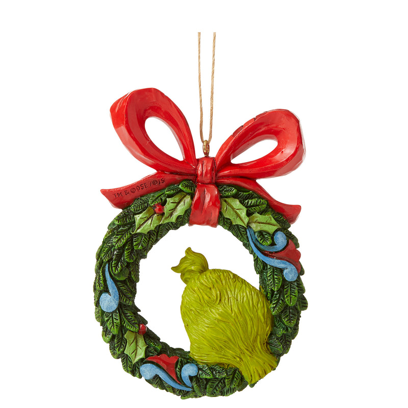 Der Grinch im Weihnachtskranz (Ornament zum Hängen)