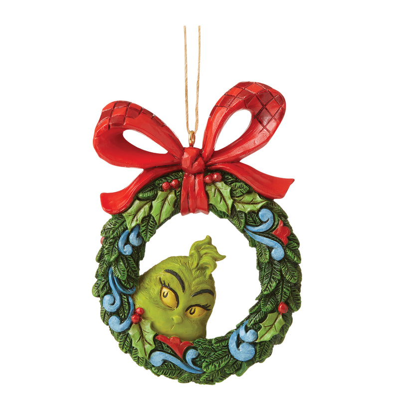 Der Grinch im Weihnachtskranz (Ornament zum Hängen)